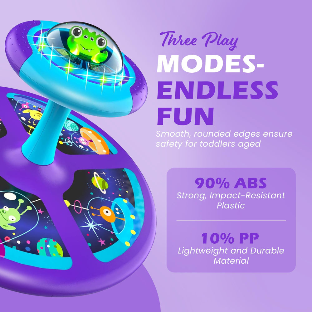 HAPPY OTTER Sit and Spin music adds gentle tunes to boost interactive play.