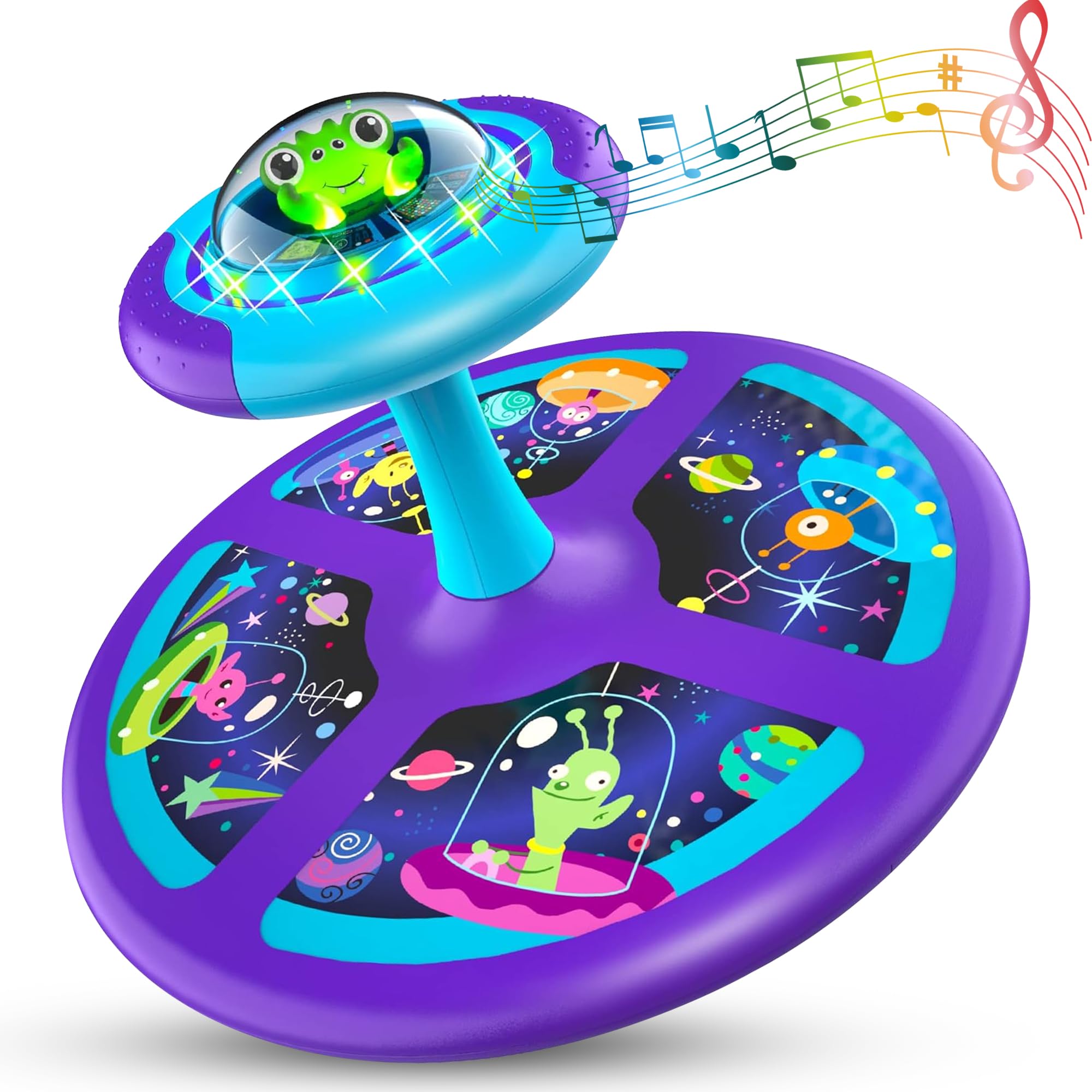 HAPPY OTTER Sit and Spin seat 360° engages toddlers with lights for active play.