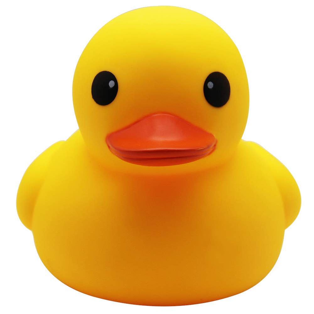 Happy Trees duck bath toy, large yellow 7-inch, floats for bath time fun.
