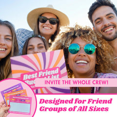 Happy Duo scratch-off cards revealing spontaneous plans for best friends.