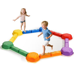 HappyField Balance Beam for Kids with 18 pieces for safe indoor outdoor play.