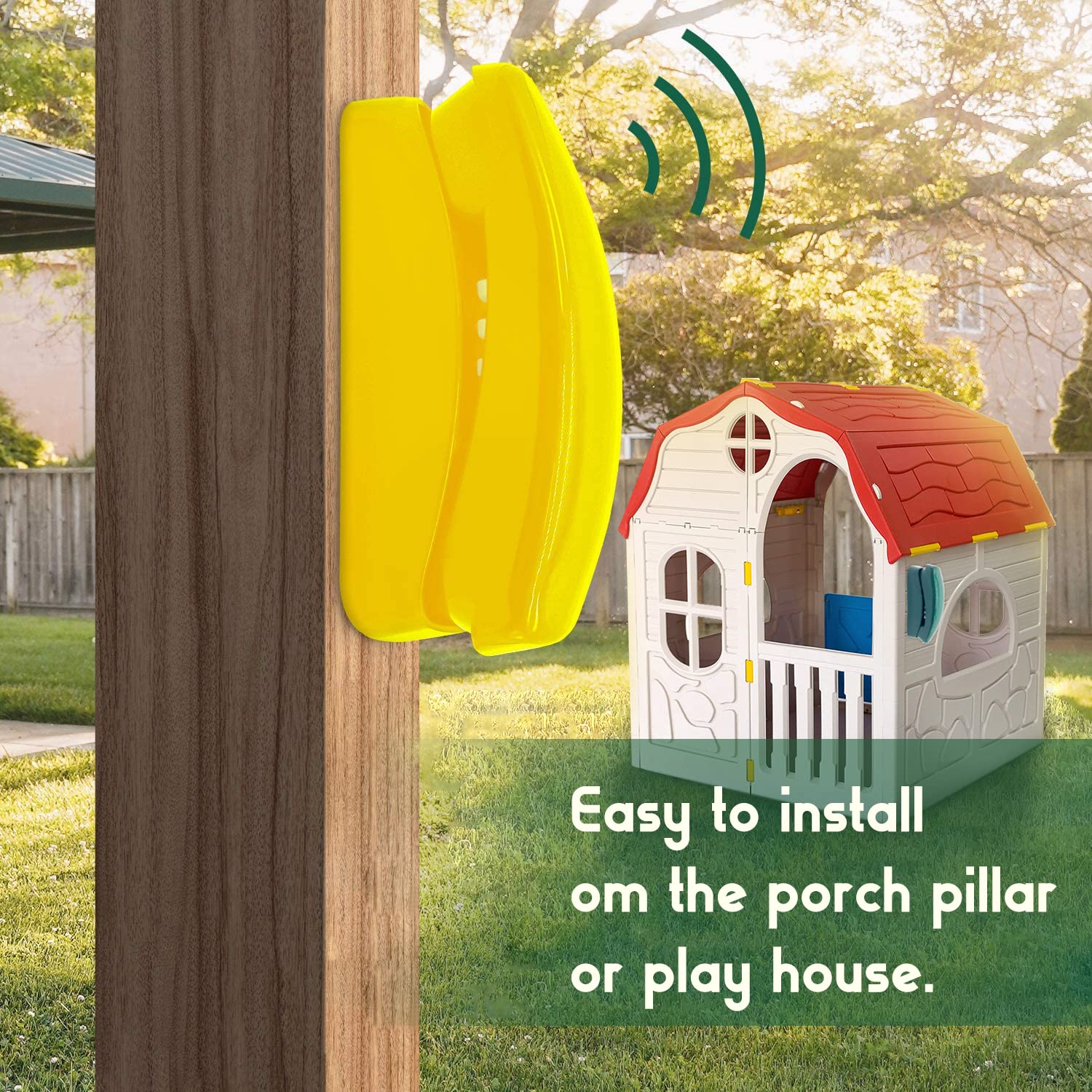 HappyPie toy phone wall-hang accessory demonstrates versatile play options.