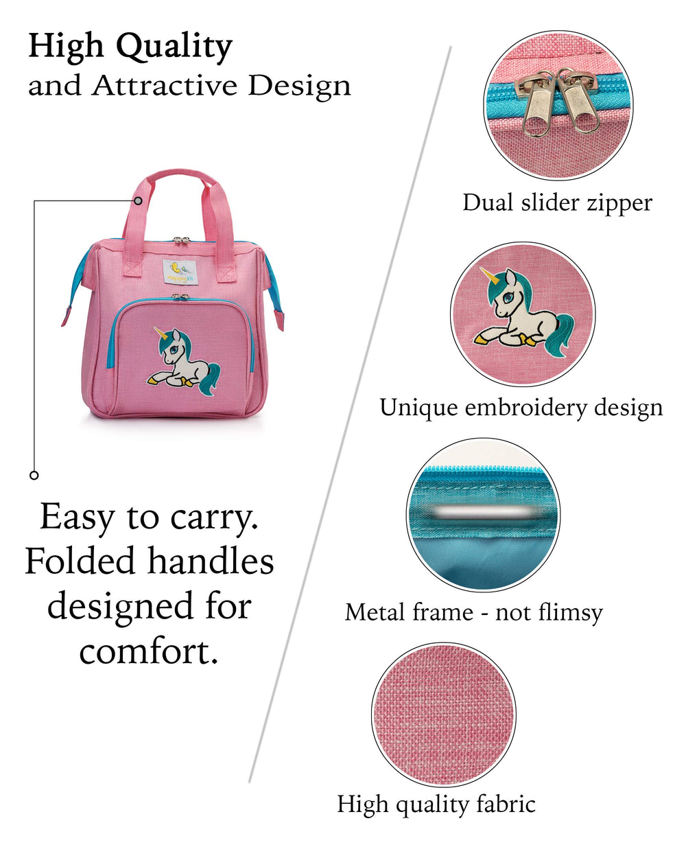HappyVk wide-opening doll diaper bag providing easy access to dolls and outfits