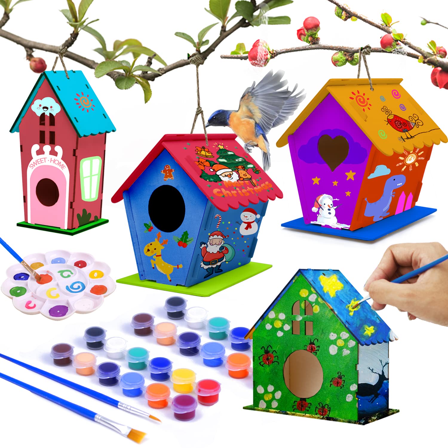 hapray birdhouse kit assemble: kids build sturdy wooden homes, boosting hands-on skills.