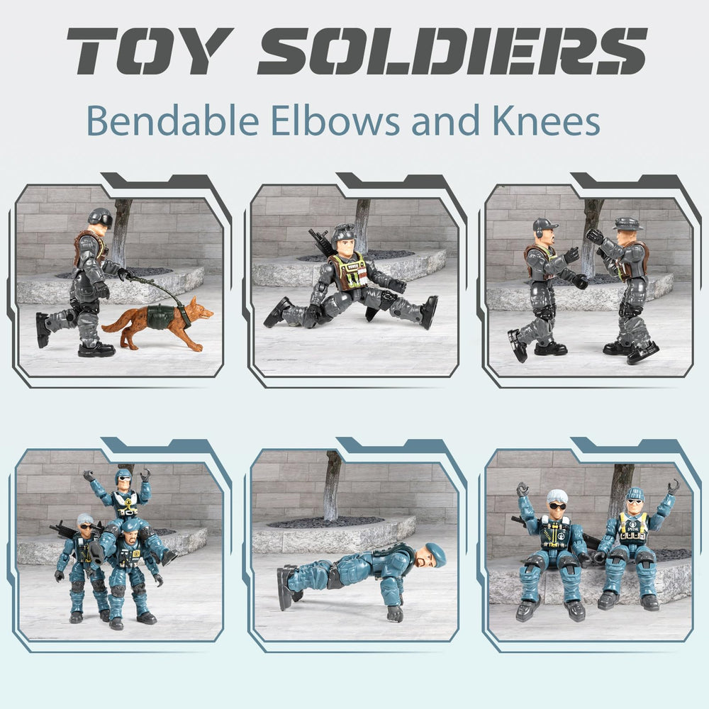 HAPTIME dogs figures accompany soldiers for rescue missions in play