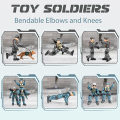 HAPTIME dogs figures accompany soldiers for rescue missions in play