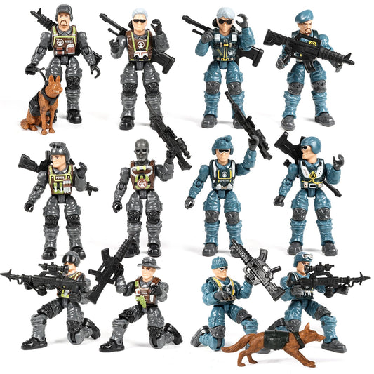 HAPTIME army men blue soldier collection showing poseable figures for dynamic battles