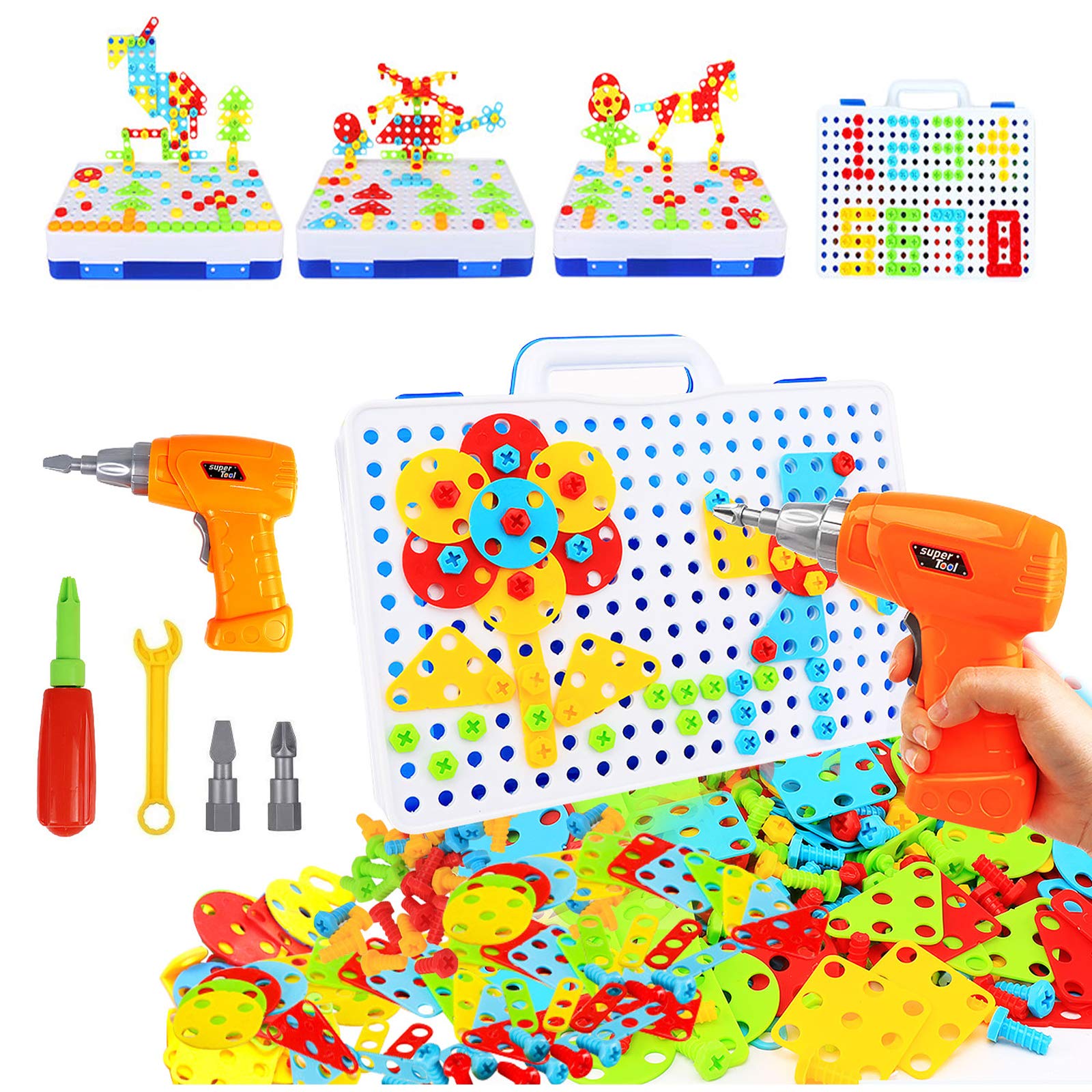 HAPTIME packaging view shows the complete drill toy set for imaginative play.