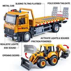 HAPYAD tow truck with lights and sounds enhances interactive pretend play.