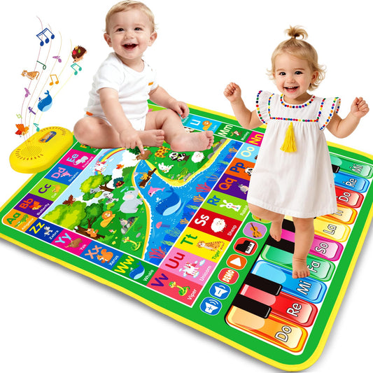 Hapyland alphabet animal piano mat front view for early learning fun