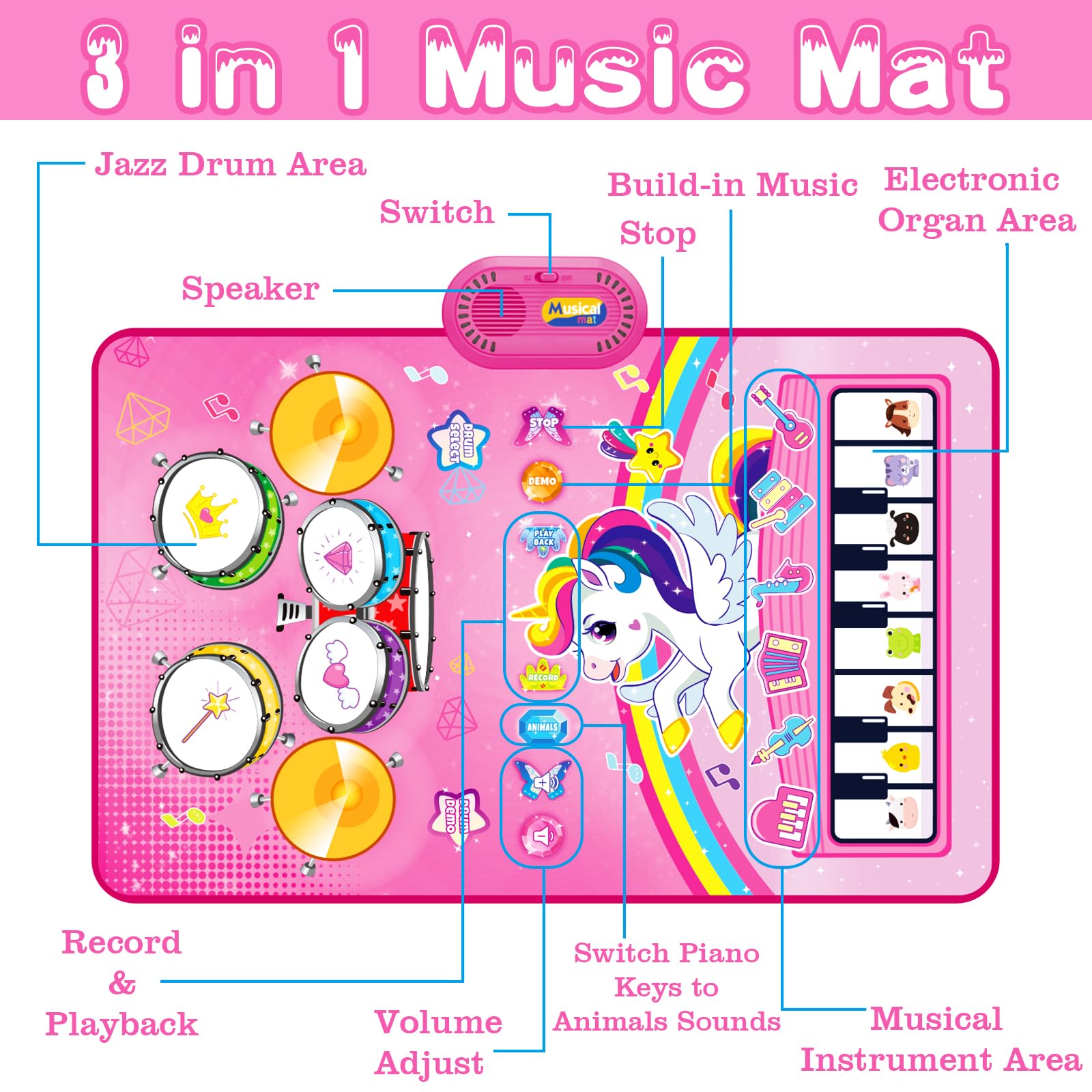 Hapyland foldable portable music mat ready for travel