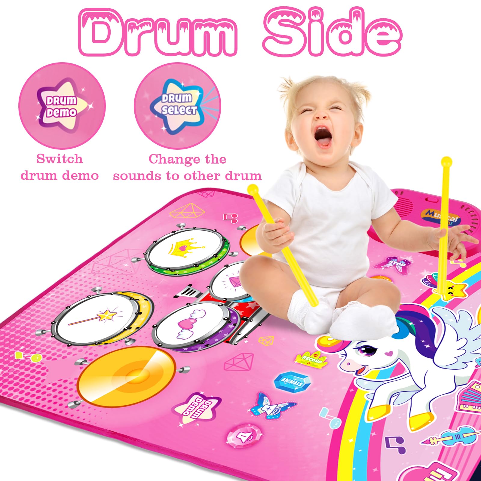 Hapyland unicorn toy music mat for imaginative animal sounds