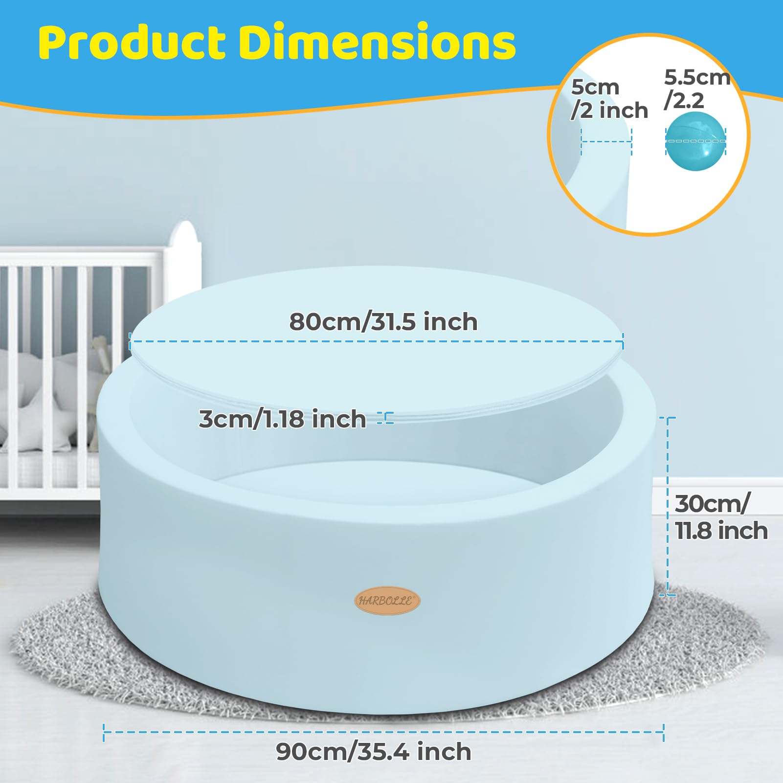 HARBOLLE ball pit easy cleaning with detachable pad.