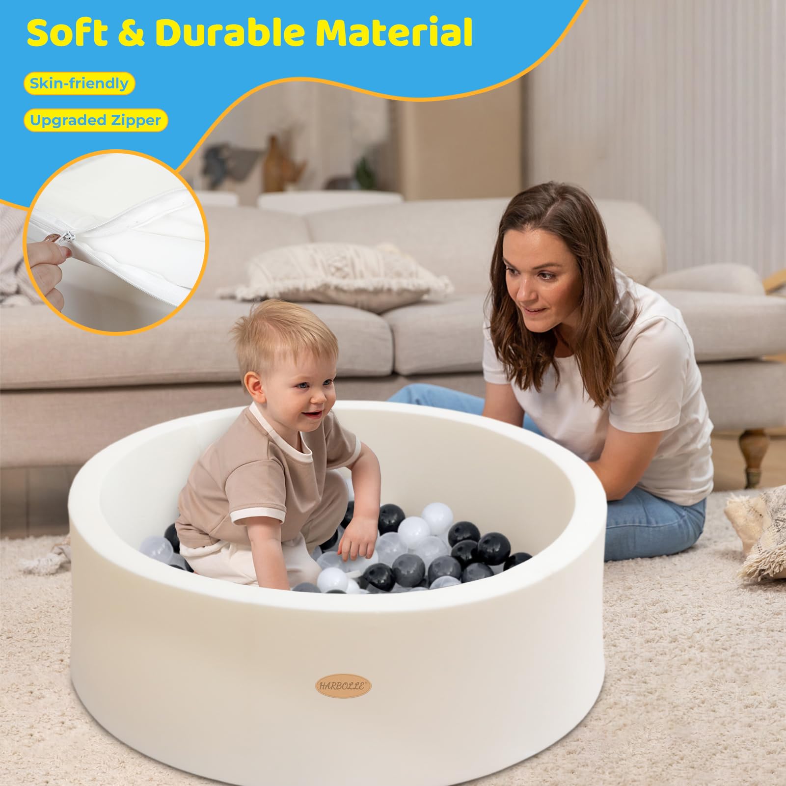 HARBOLLE memory foam inside offers soft, safe play surface.