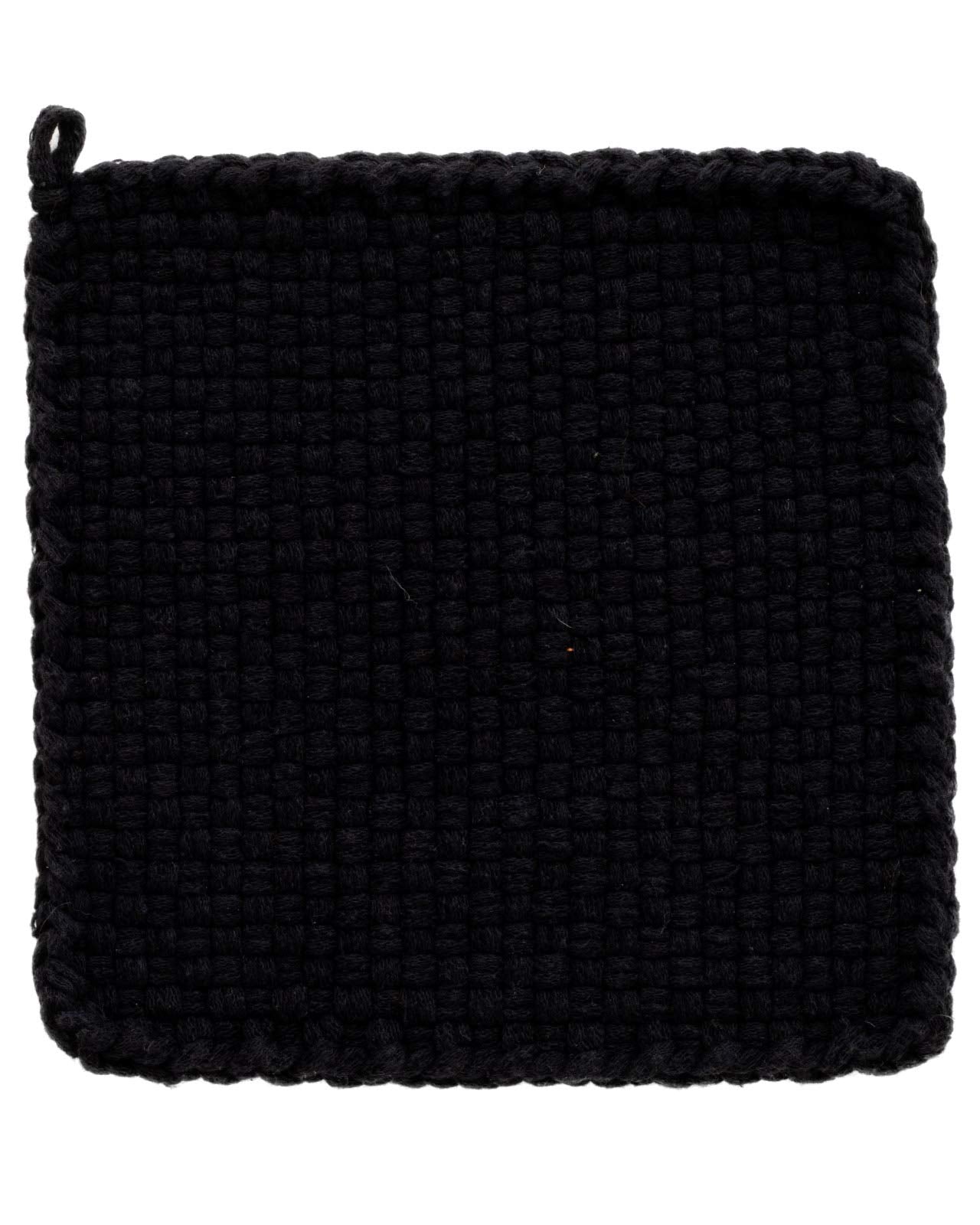 Harrisville Designs black cotton loops closeup showcasing sturdy texture for potholders