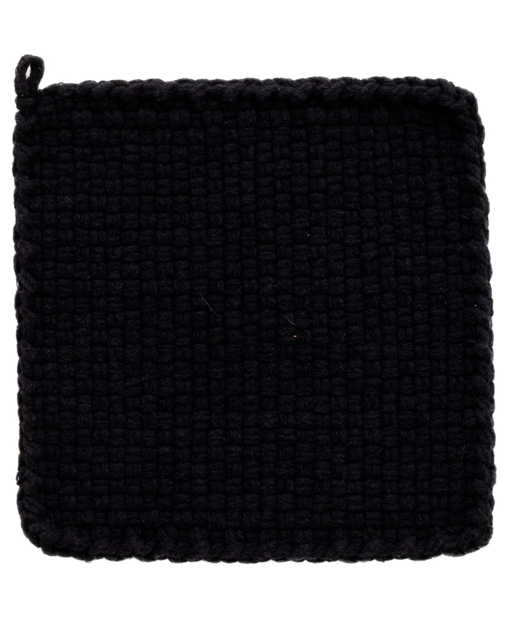 Harrisville Designs black cotton loops closeup showcasing sturdy texture for potholders