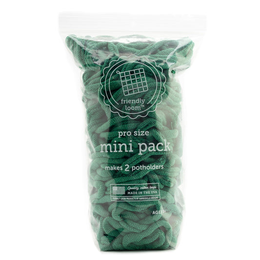 Harrisville Designs Friendly Loom green cotton loops for potholder weaving projects