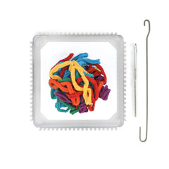 Illustrated instructions for Harrisville Friendly Loom potholder weaving