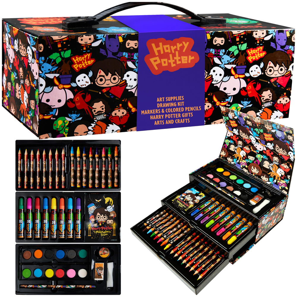 Harry Potter Gifts 130pcs colored pencils art set for kids' creative drawing sessions.