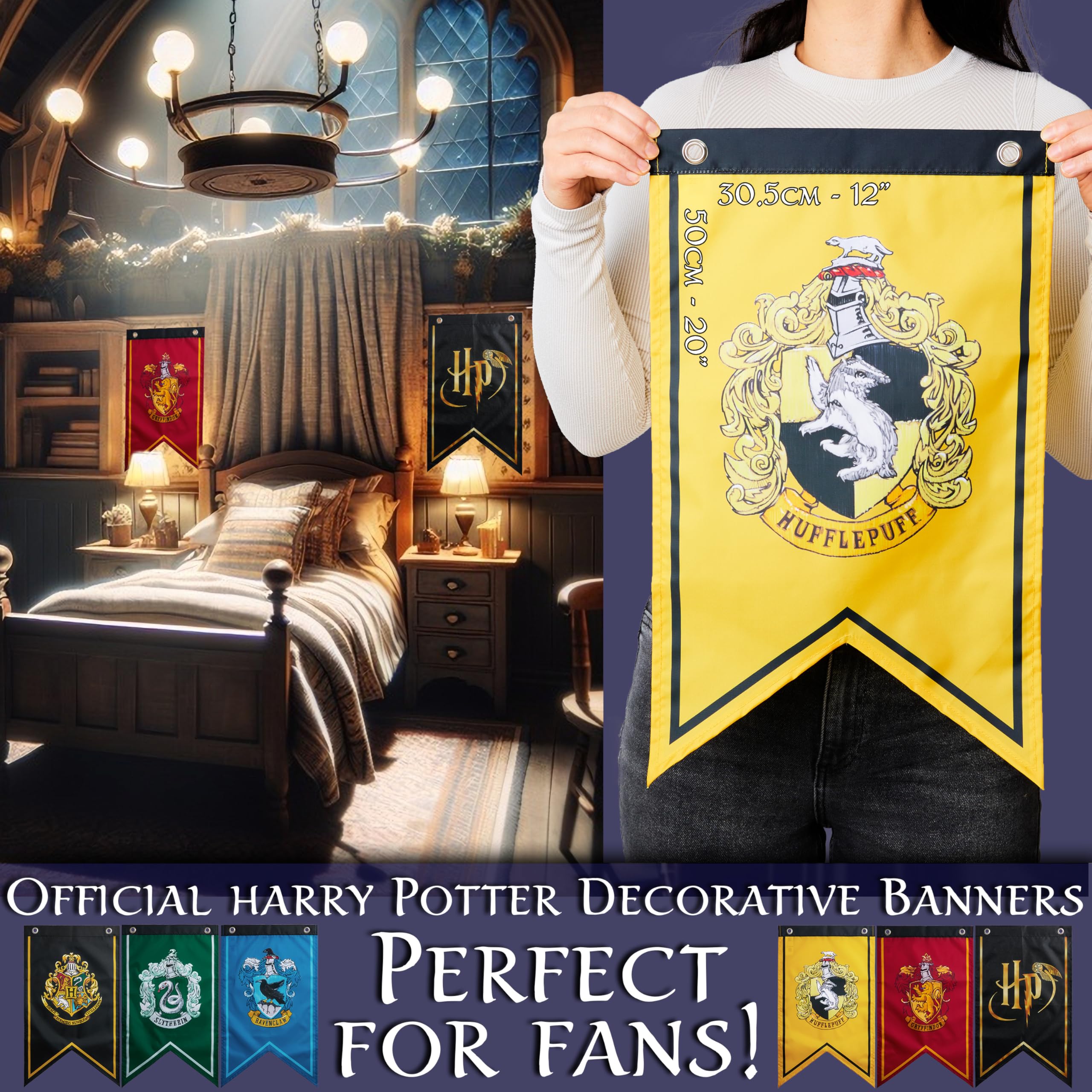 Harry Potter Gifts banner Slytherin flag adds dramatic room flair for parties and photo backdrops