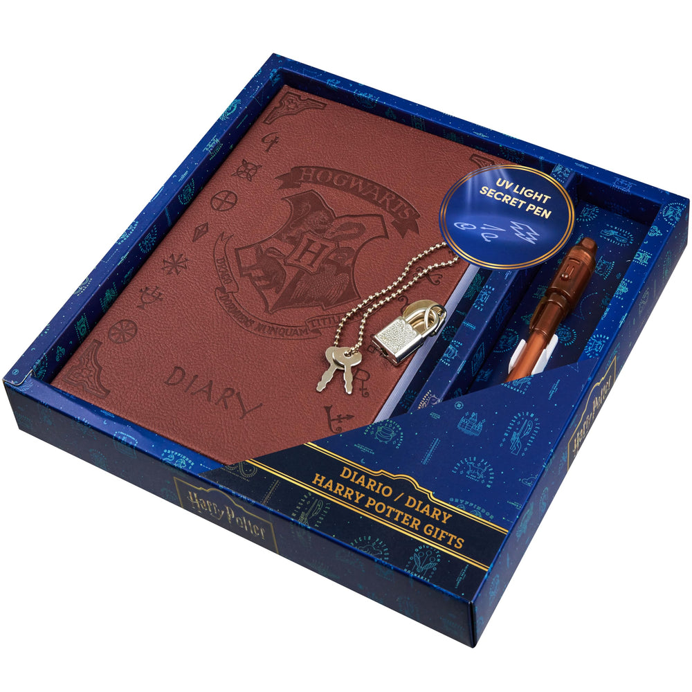 Harry Potter lockable diary with brown cover for private writing and a key