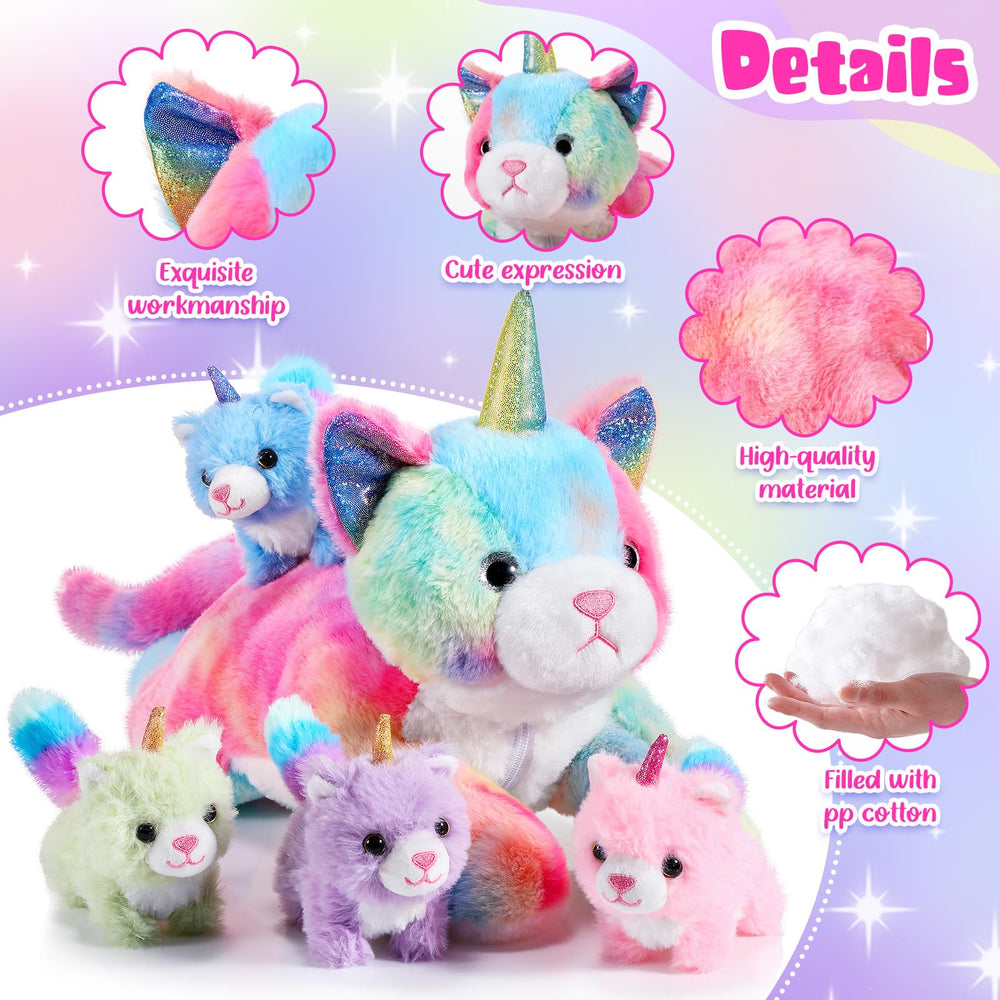 Harrycle Rainbow Caticorn Mommy Cat belly zipper open reveals kittens.