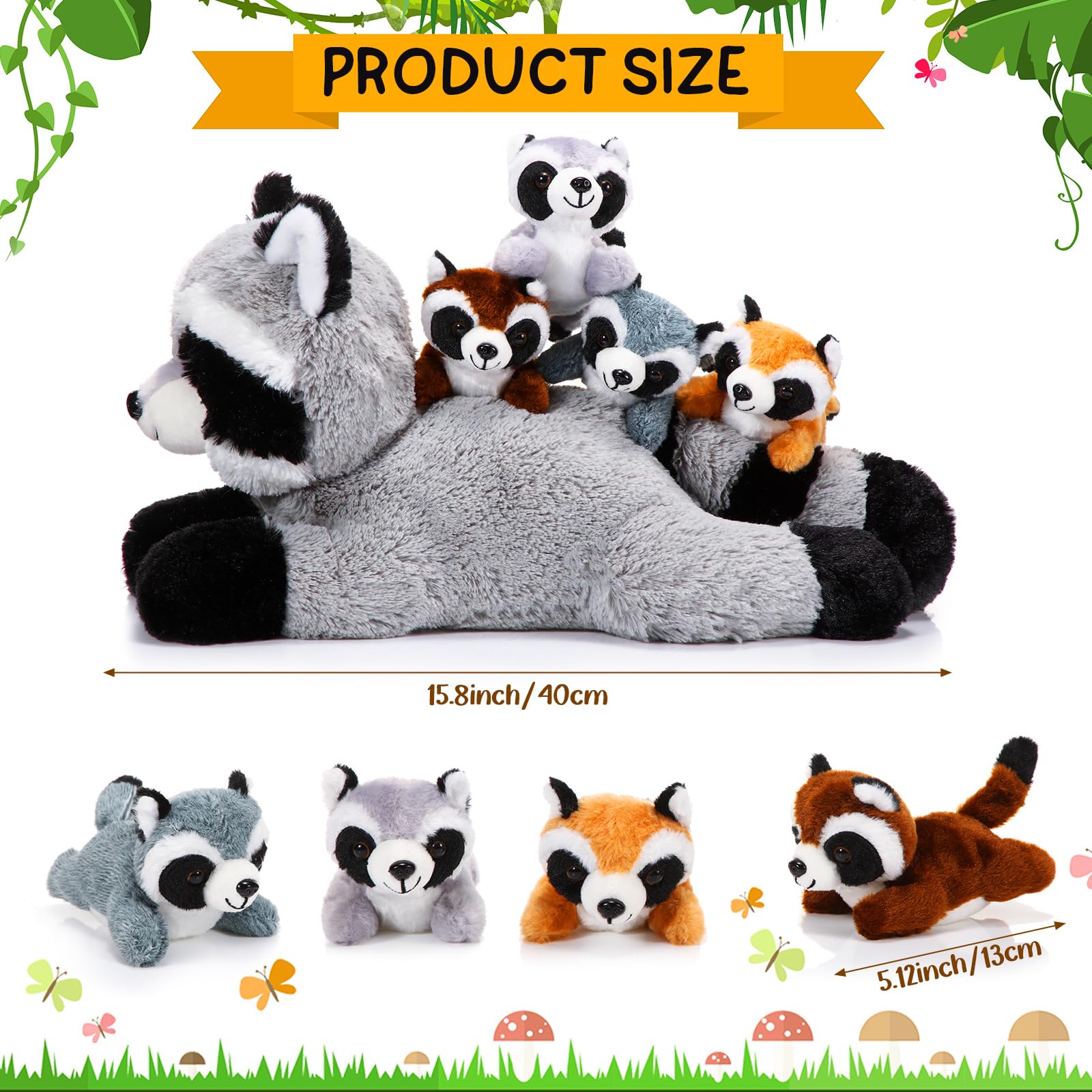 Harrycle baby raccoon plush, 13 cm, perfect for story time.