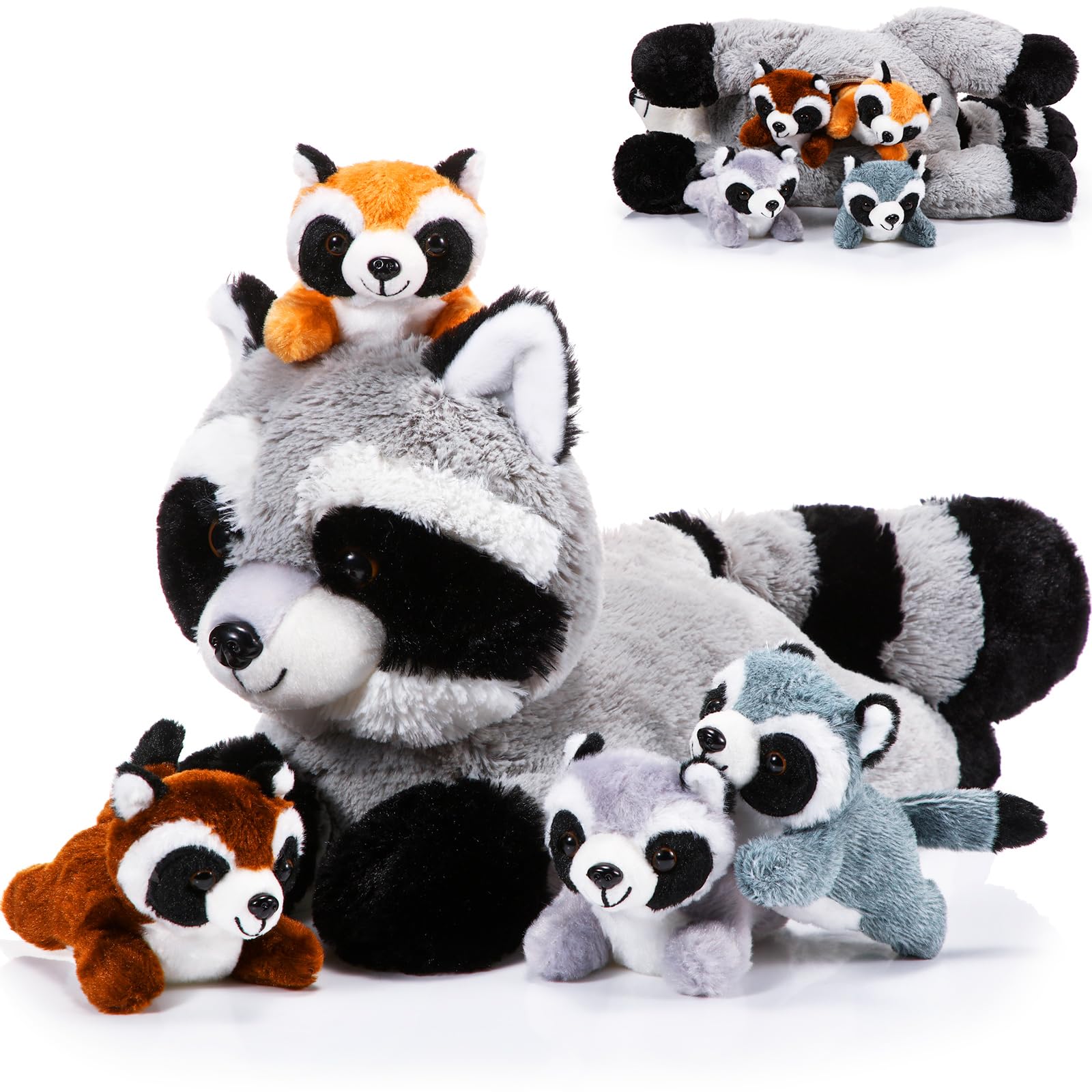 Harrycle mommy raccoon plush, 40 cm, ideal cuddle partner for bedtime.