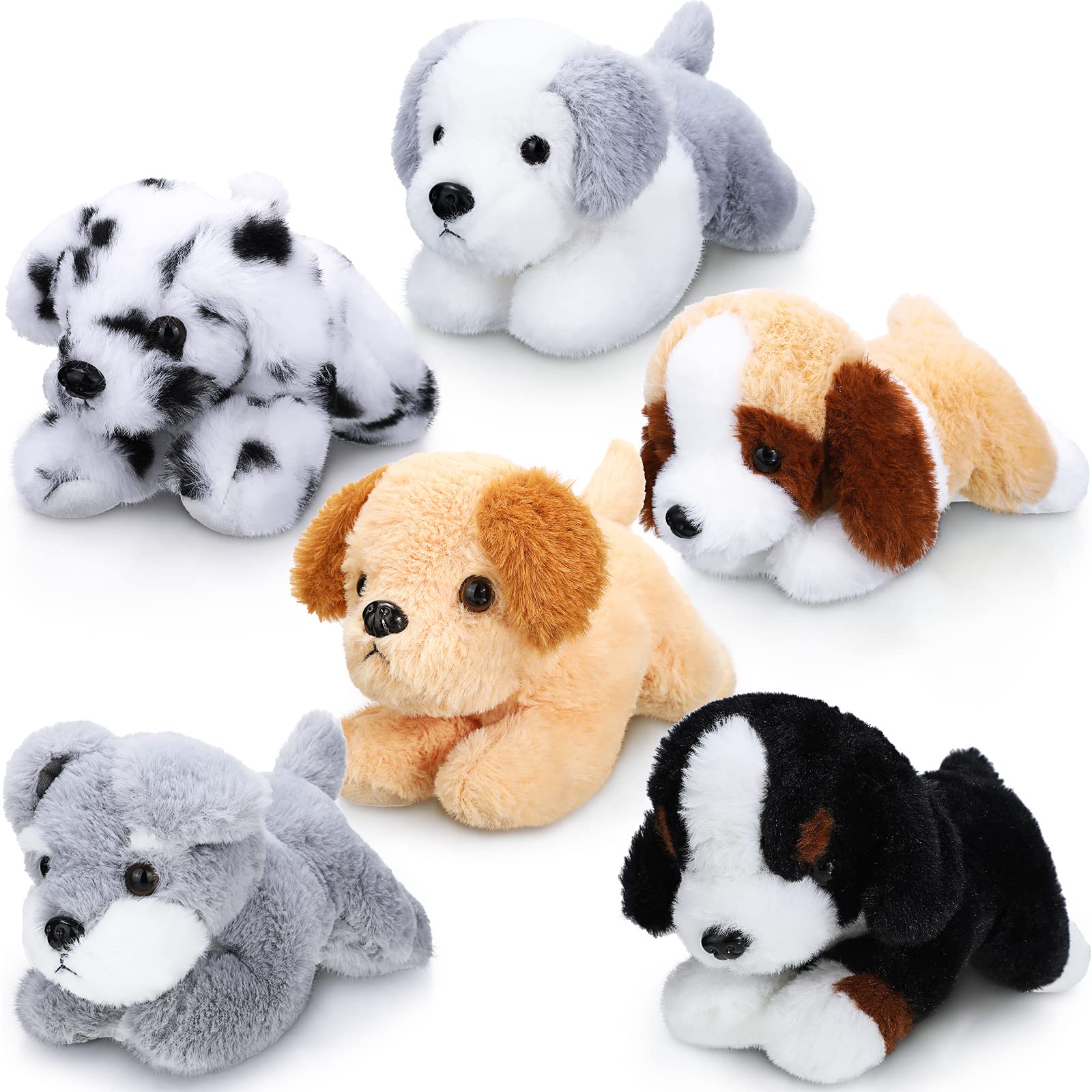 Harrycle six-piece 8-inch puppy plush set with assorted breeds for gifts and décor