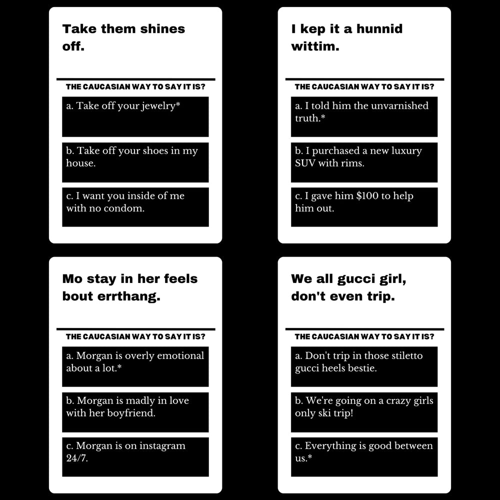 HARSTCO GAMES 99 Black Slang Phrases box and cards on shelf
