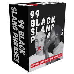 HARSTCO GAMES 99 Black Slang Phrases cards spread on table for quick setup