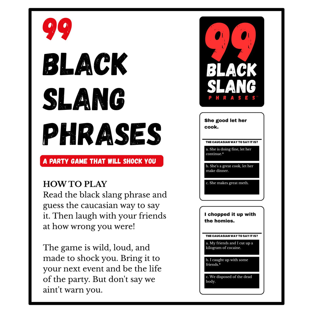 HARSTCO GAMES 99 Black Slang Phrases being read aloud for guessing