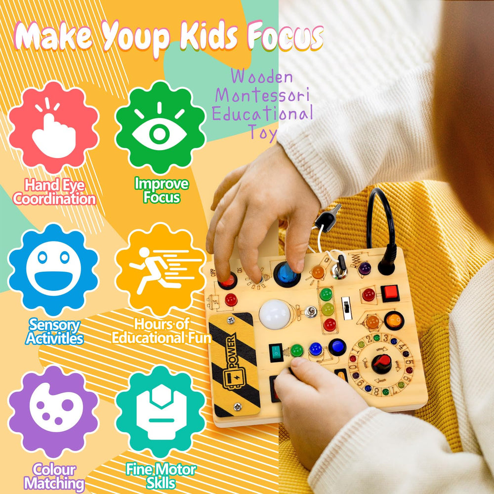 HarVow Busy Board compact size fits small hands for easy portability.