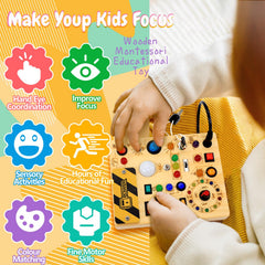 HarVow Busy Board compact size fits small hands for easy portability.