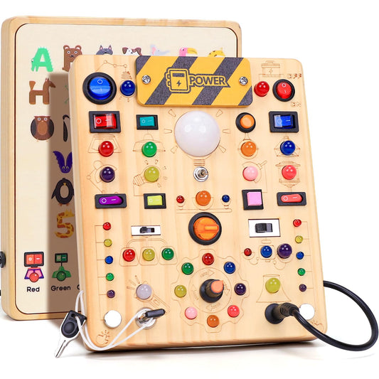 HarVow Busy Board with LED switches for engaging sensory play