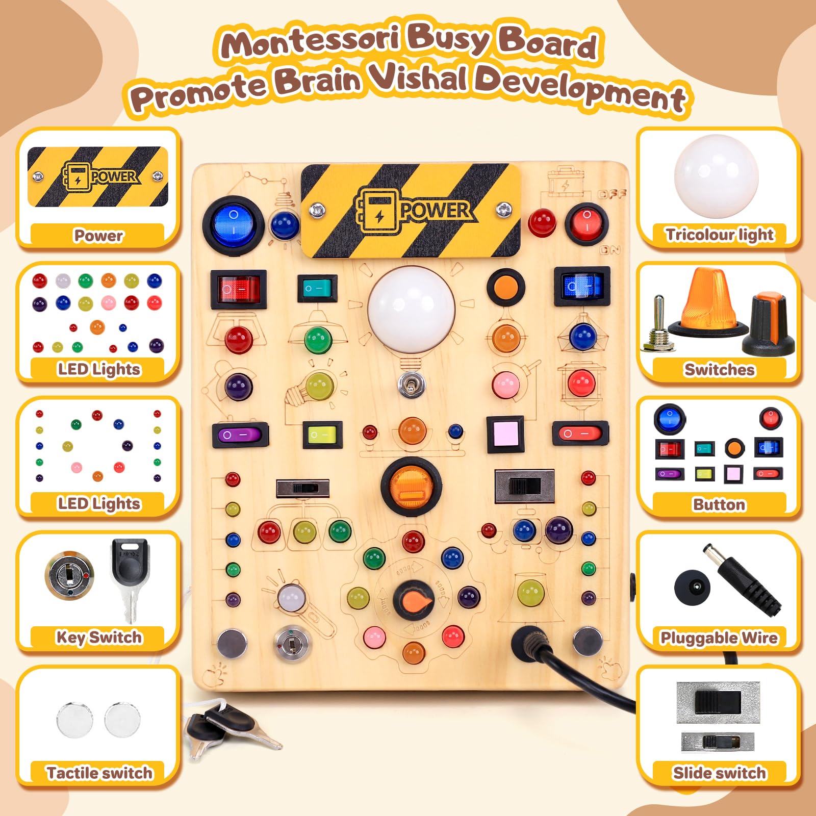 HarVow Montessori wooden toy shown from side for early learning