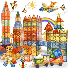 HarworLife 120pcs magnetic tiles set for open ended building and creative play