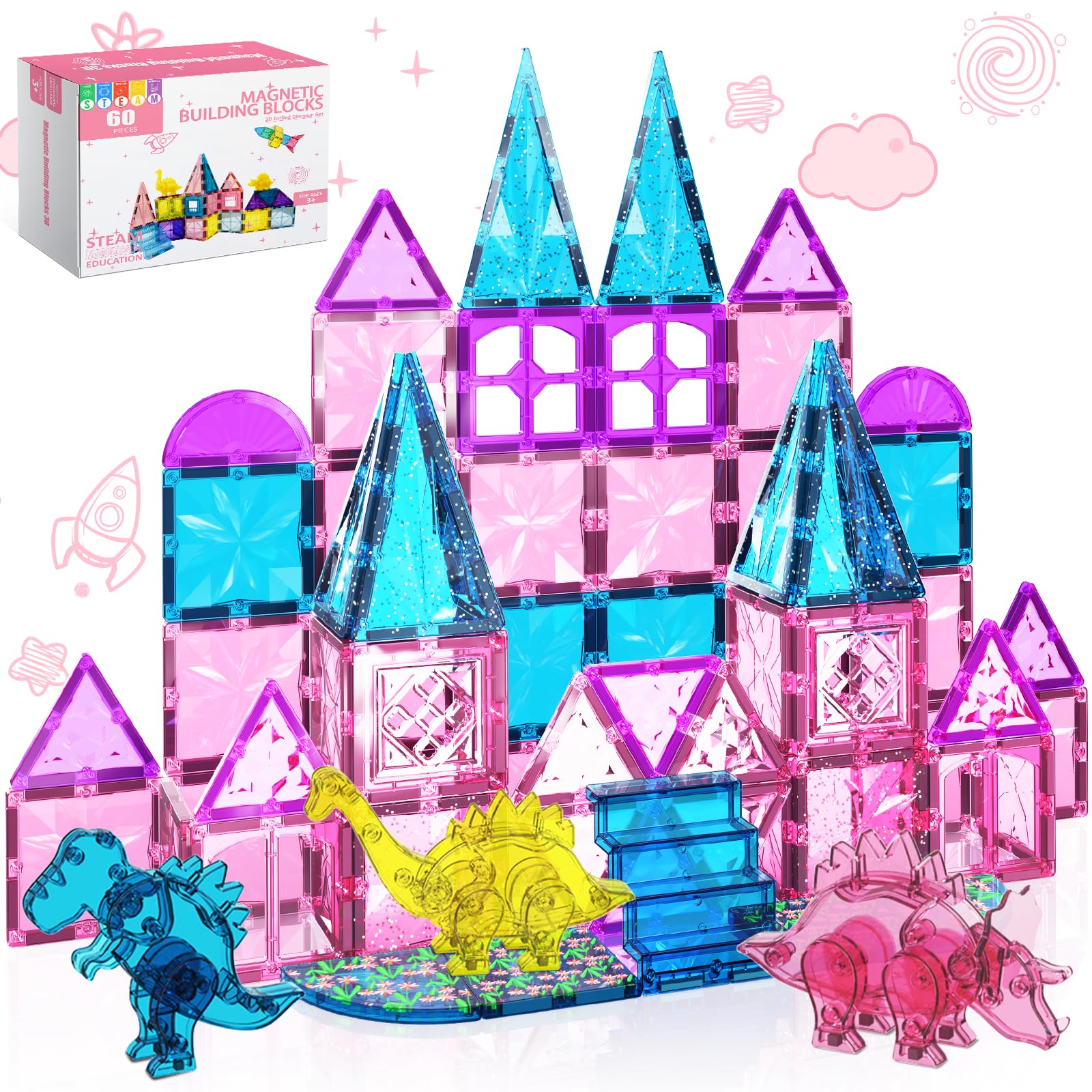 HarworLife dinosaur tiles pink-dinosaur-play sparks imaginative storytelling and tactile exploration.