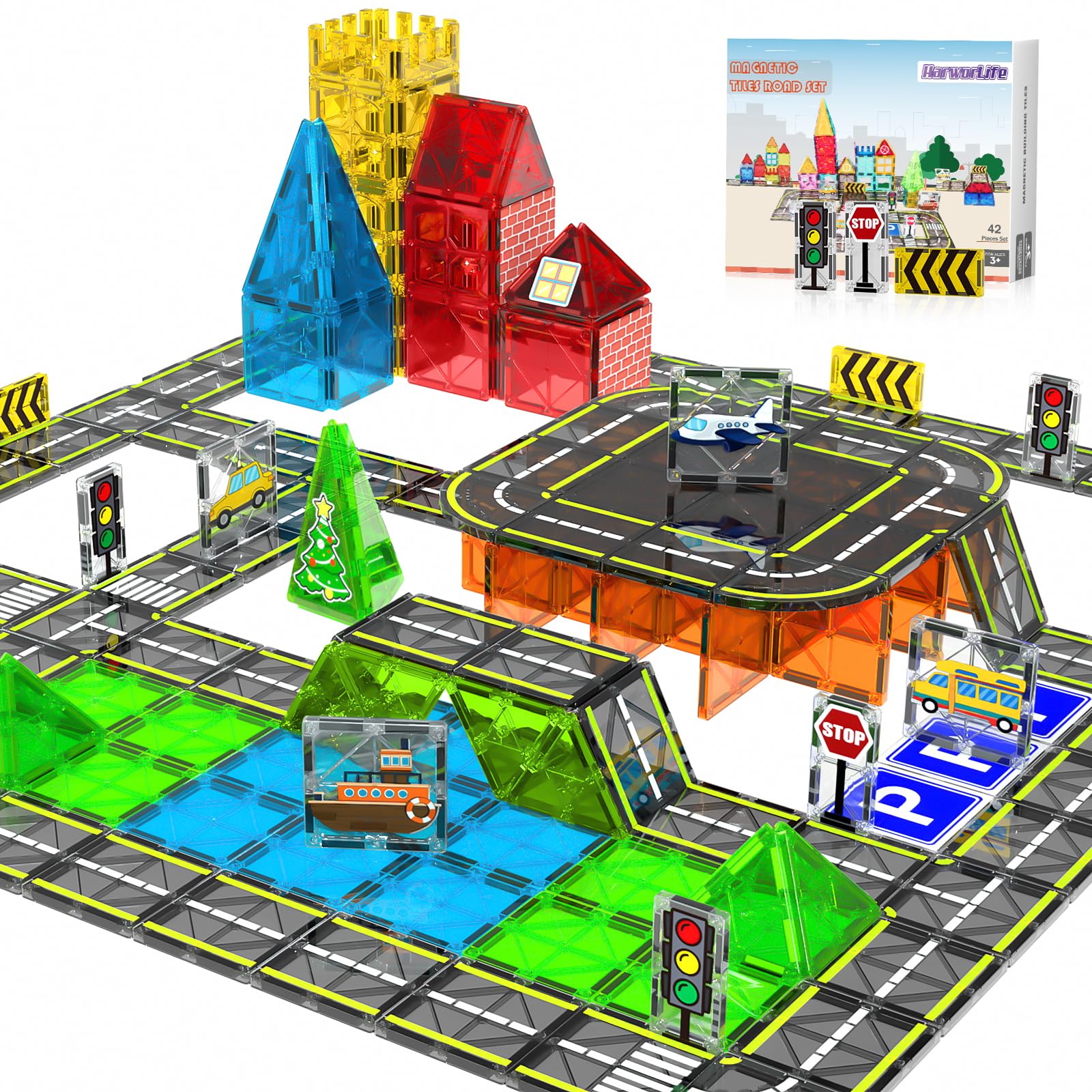 HarworLife magnetic road set collection inspires creative building with vibrant pieces.