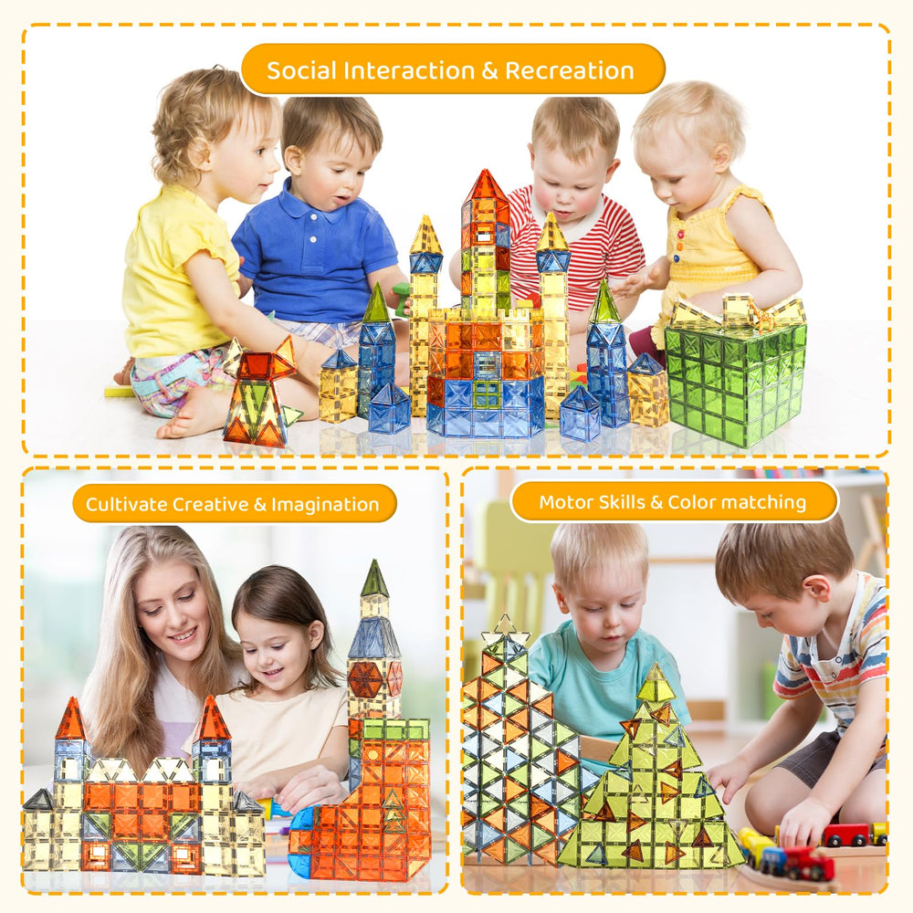 HarworLife magnetic tiles safety design with rounded edges for safe play