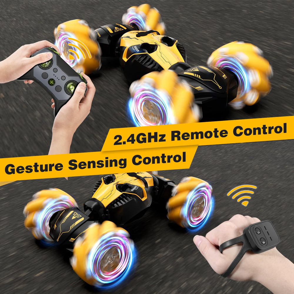 HarworLife RC car with durable tires absorbs bumps for smoother driving.
