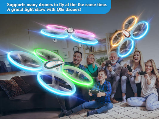 HASAKEE Q9s drone featuring propeller guards for safe indoor play.