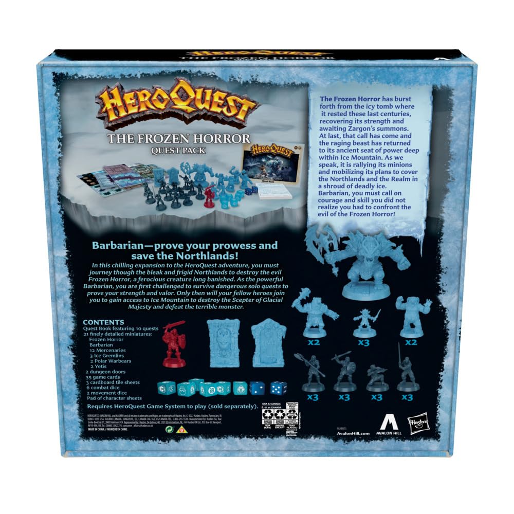 Hasbro HeroQuest Frozen Horror box art displaying the chilling theme.