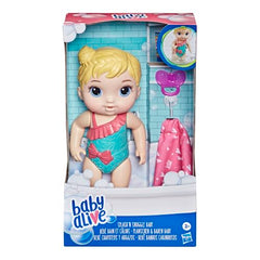 Hasbro Baby Alive Splash 'n Snuggle doll drying with towel after bath