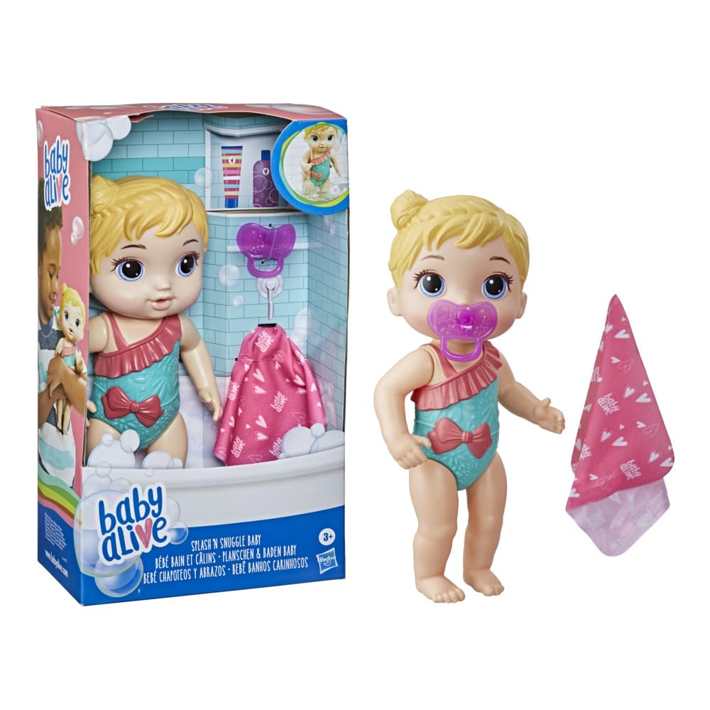 Hasbro Baby Alive Splash 'n Snuggle doll in water for bath-time play