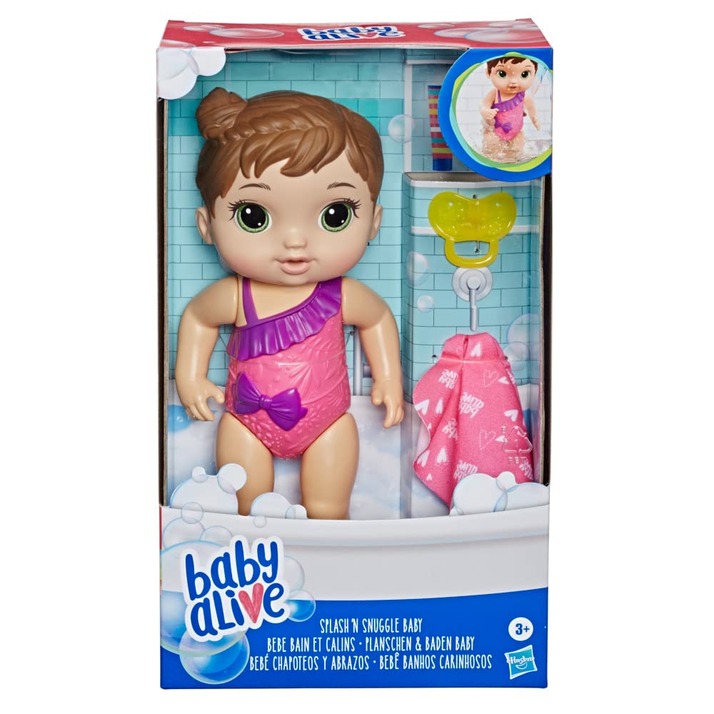 Hasbro Baby Alive Splash'n Snuggle doll with pacifier for comforting pretend play