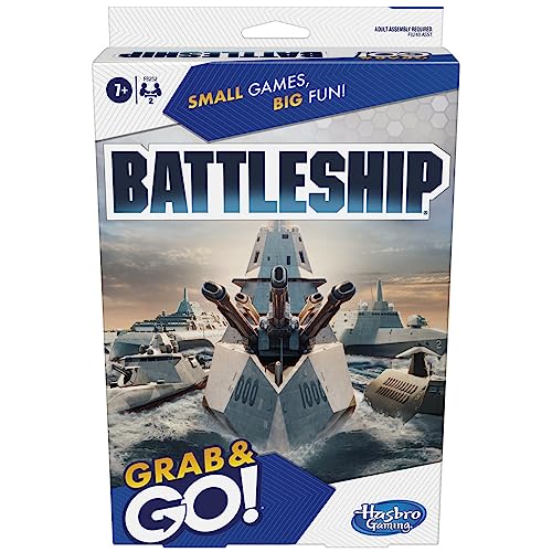 Hasbro Battleship Grab and Go in travel-size, perfect for car trips.