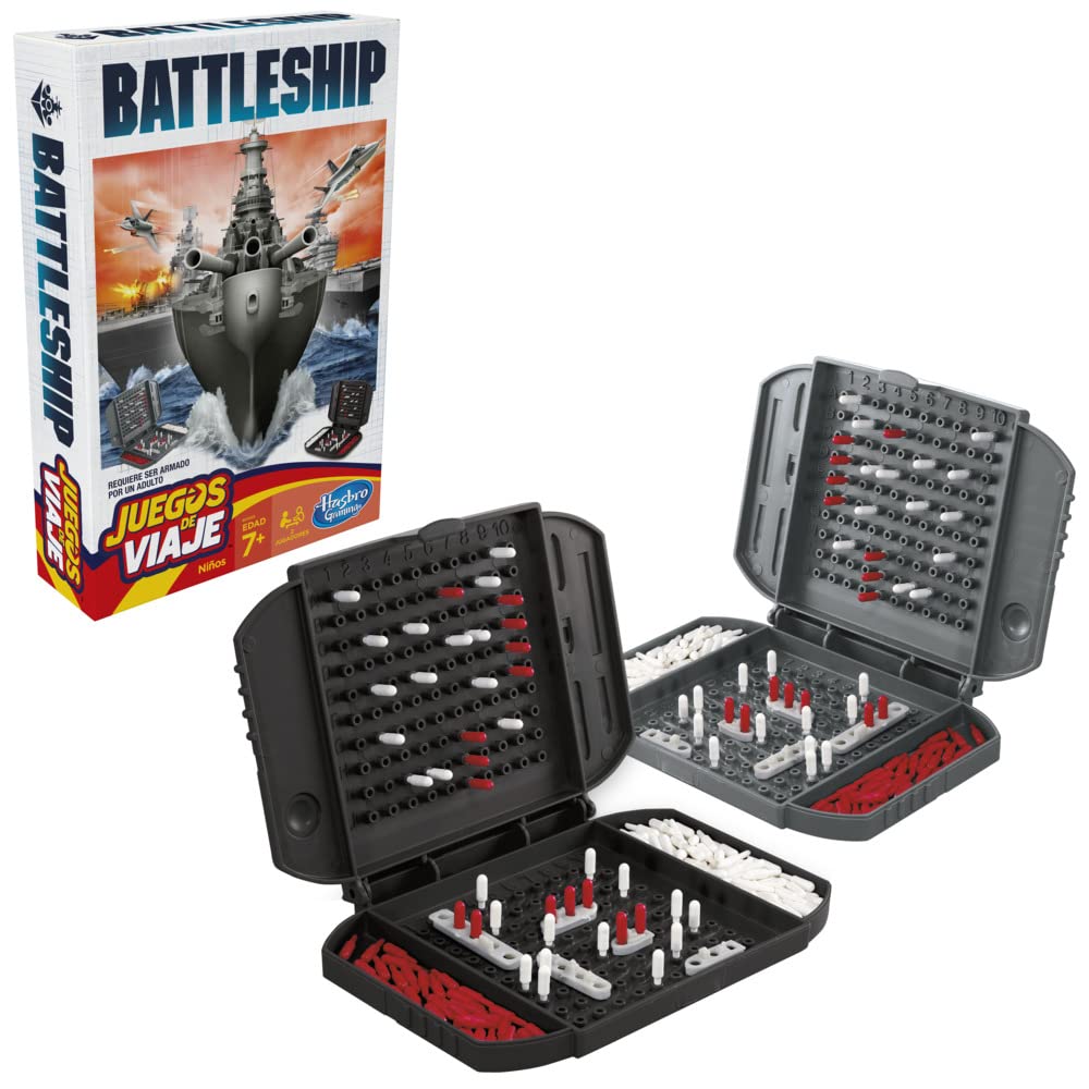 Hasbro Battleship Grab & Go open unit showcases compact travel setup.
