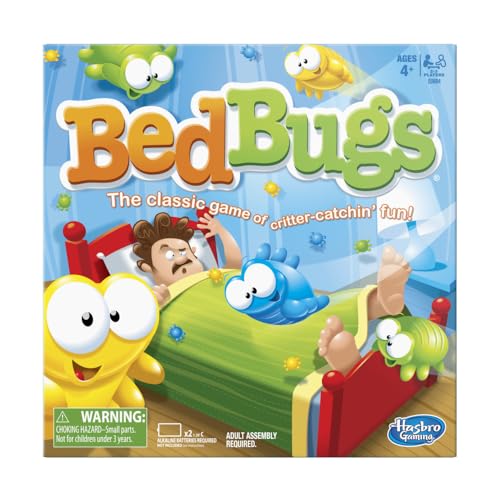 Hasbro Gaming Bed Bugs colorful bugs hop across the bed.