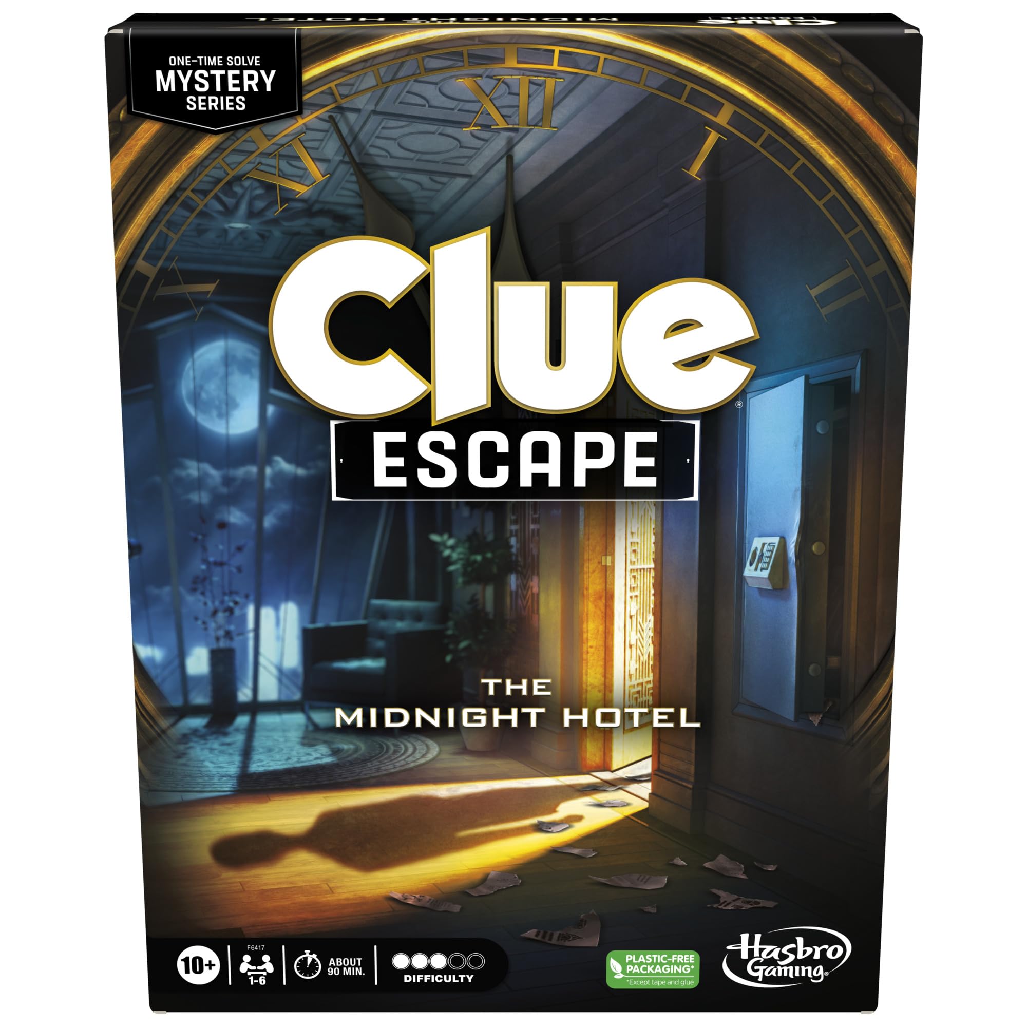 Hasbro Clue Escape Midnight Hotel setup scene, easy to start a family game night